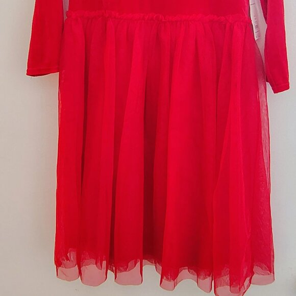 Wonder Nation Velour and Tulle dress in brilliant red (Large plus 10-12 size) - Picture 2 of 9